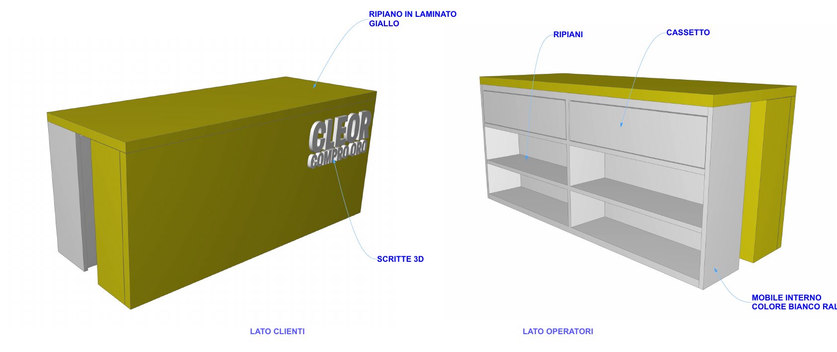 Il bancone Cleor: lato clienti e lato operatori